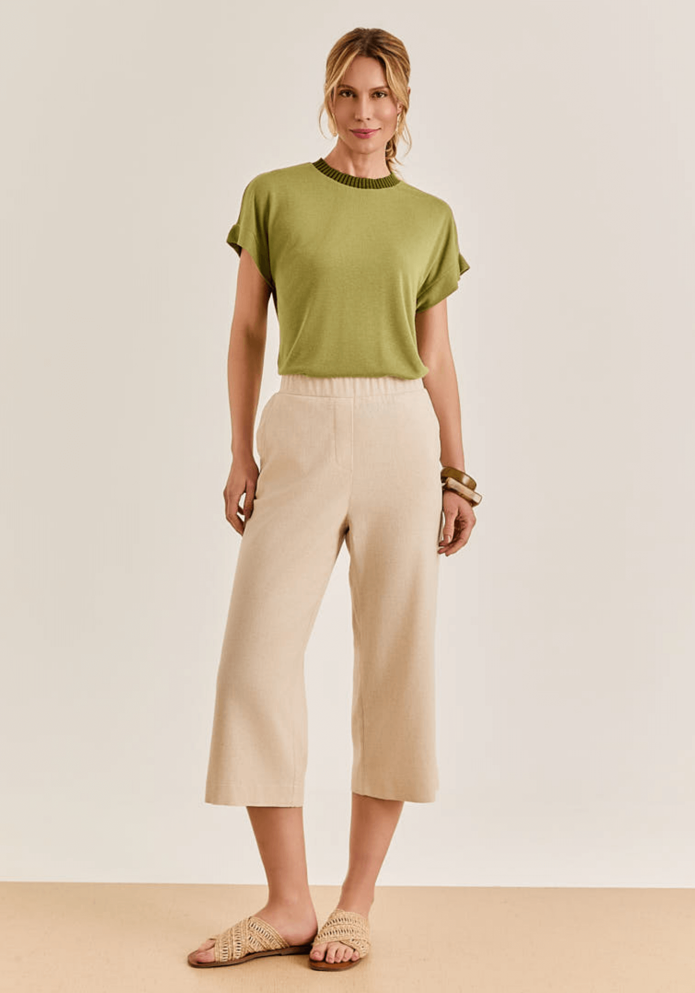 01 t shirt linen tricot verde