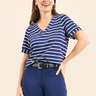 01 blusa de malha listrada marinho